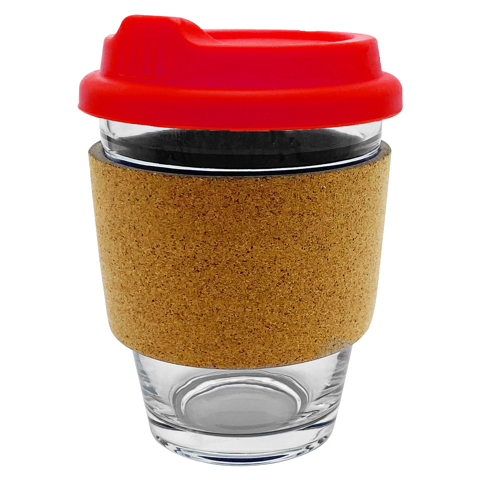 Bulk Custom Printed Red Carlo Glass Coffee Cup Cork Band Online In Perth Australia