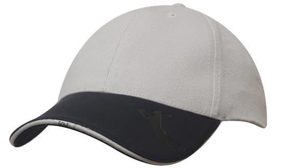 Bags Headwears Golf Caps Brushed Heavy Cotton with Embossed Pu Golf Peak - 4022 Perth Australia
