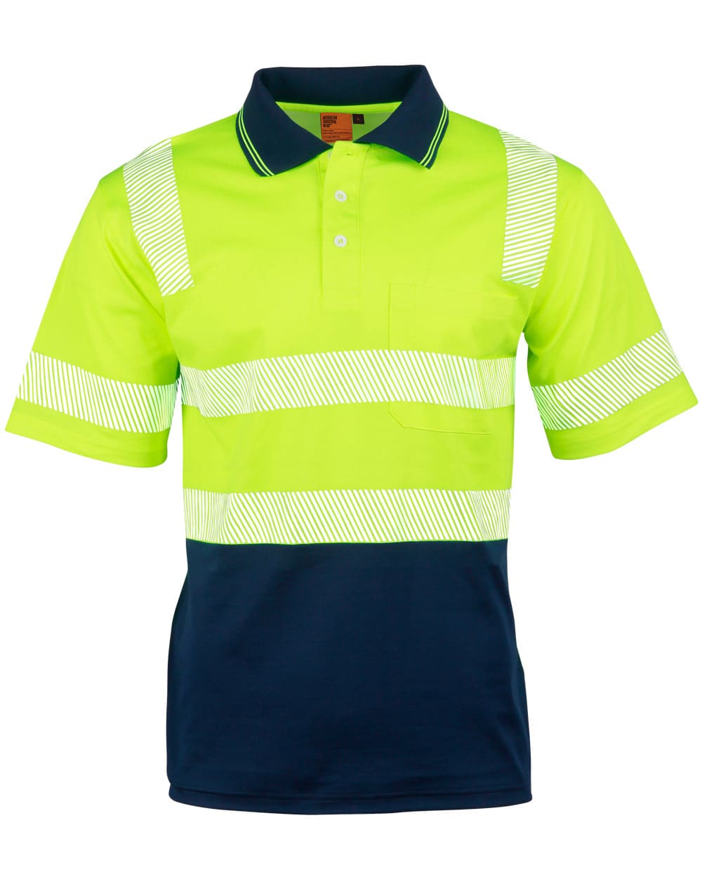 Custom Short Sleeve Hi-Vis Polos (Orange Navy) Unisex TrueDry Online Perth Australia