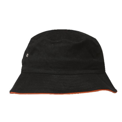 Custom Sports Twill Bucket Hat Black Orange Online Australia