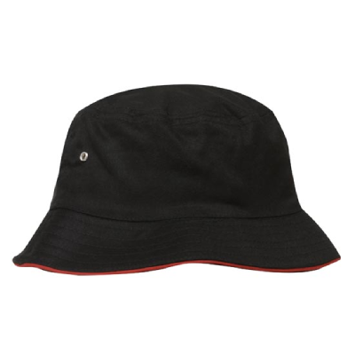 Custom Sports Twill Bucket Hat Black Red Online Australia