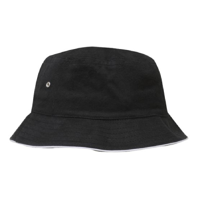 Custom Sports Twill Bucket Hat Black White Online Australia
