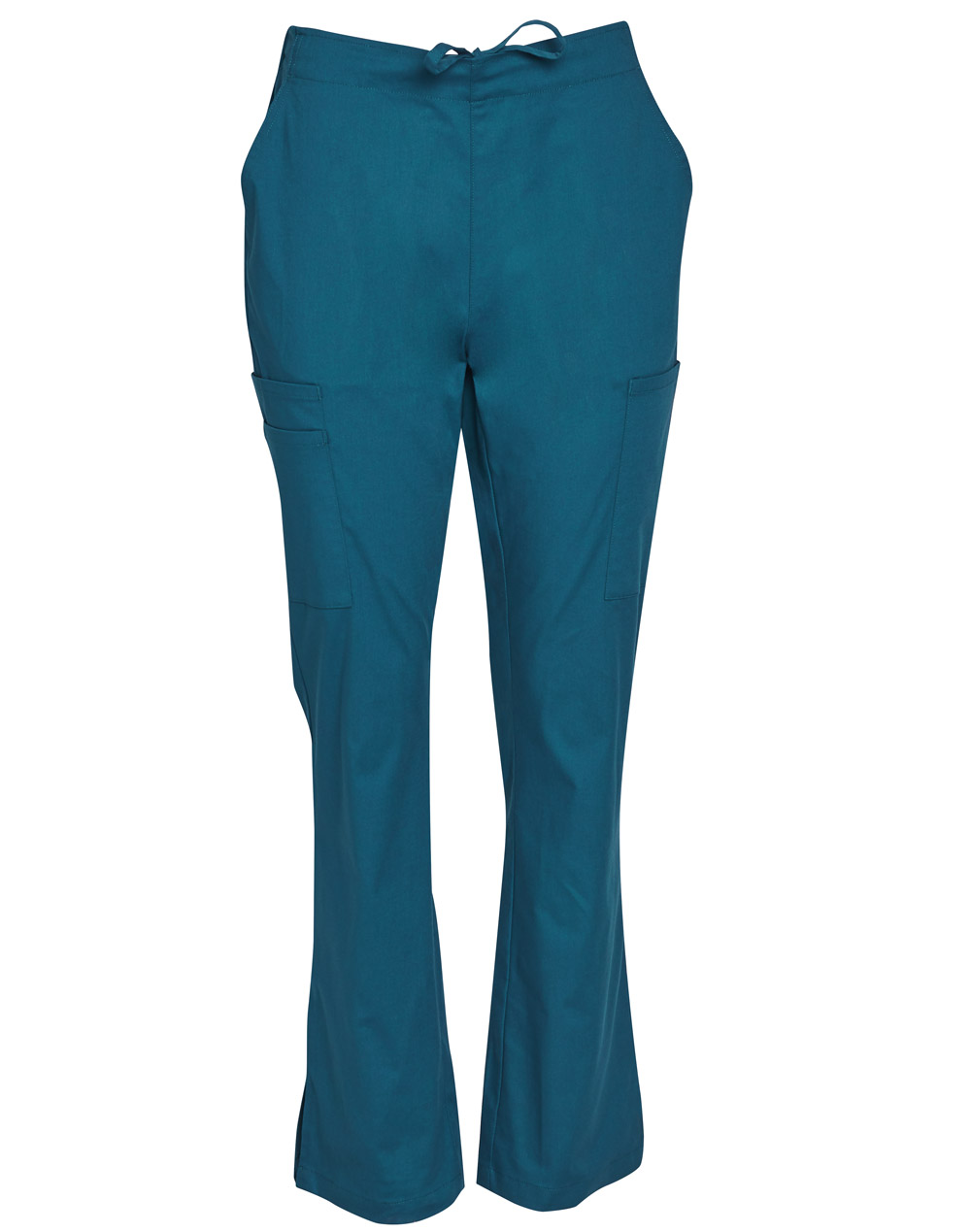 Get Teal Ladies Semi-Elastic Waist Tie Solid Colour Scrub Pants in Australia