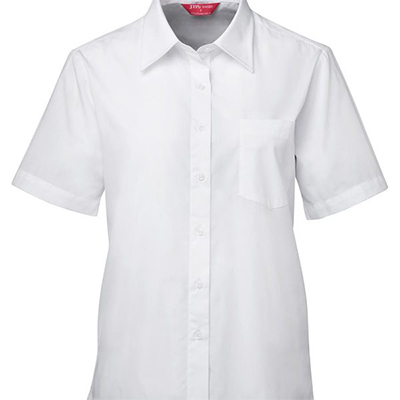 Printed White Ladies S/S Poplin Shirts in Australia