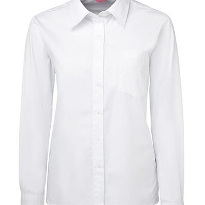 Promotional White Ladies L/S Poplin Shirts in Perth