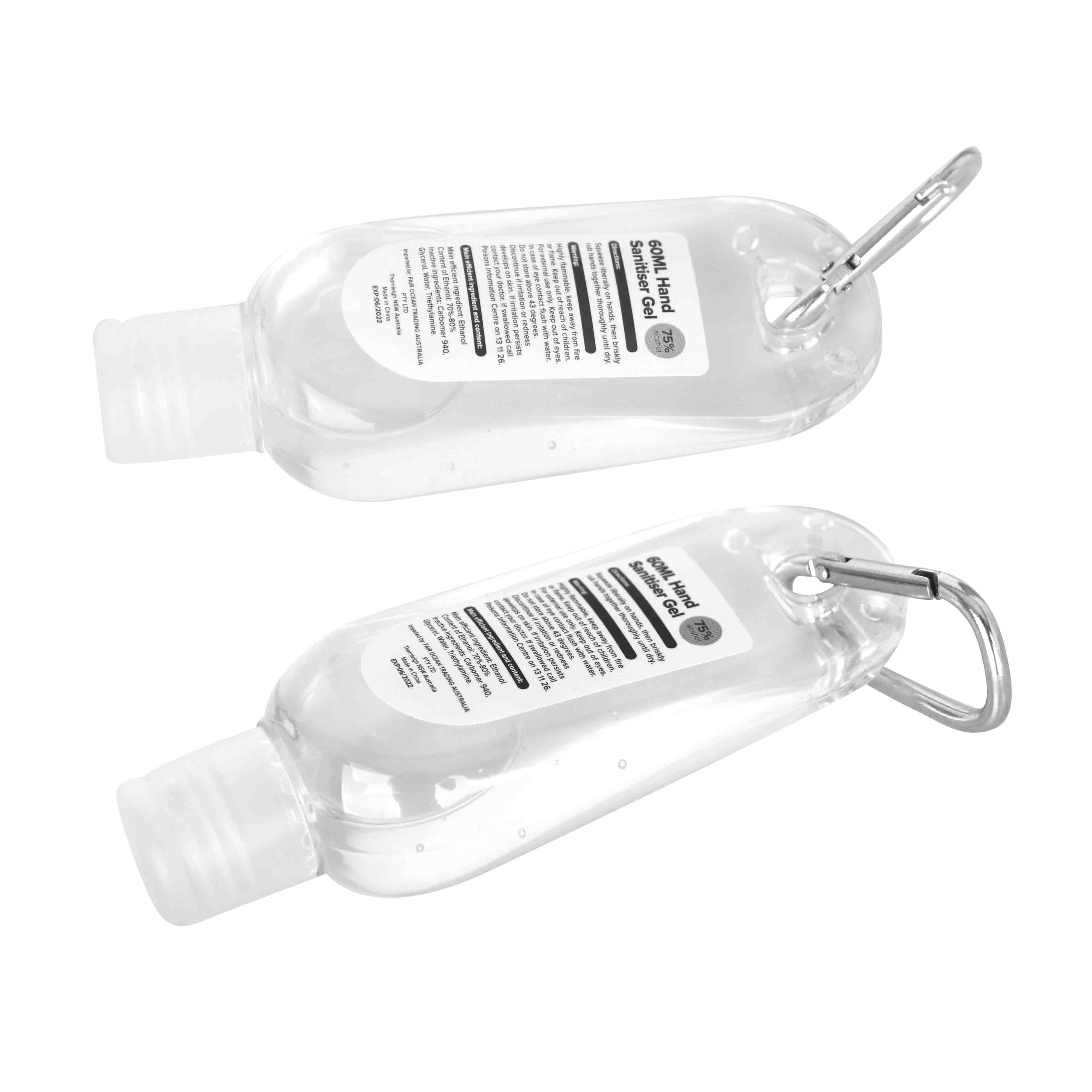 Custom Printed 60ml Hand Sanitiser Gel With Carabiner Online