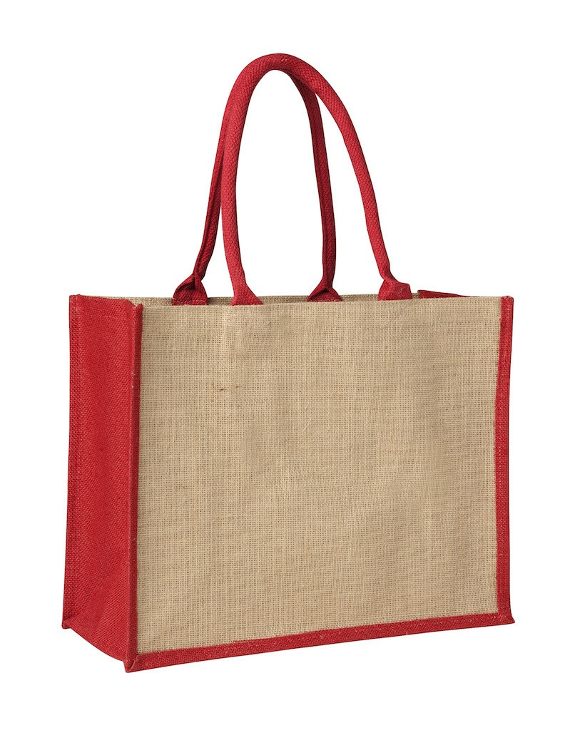 Promotional Custom Printed Laminated Jute Supermarket Bag with Red