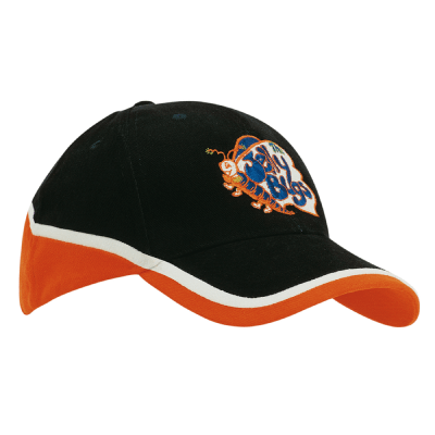 Bulk Custom Brushed Heavy Cotton Tri Coloured Cap Black White Orange Online In Perth Australia