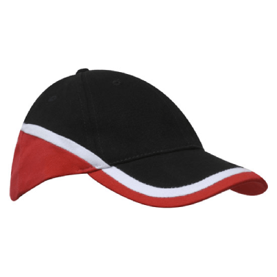 Bulk Custom Brushed Heavy Cotton Tri Coloured Cap Black White Red Online In Perth Australia