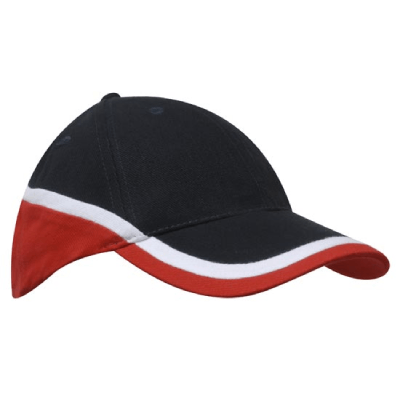 Bulk Custom Brushed Heavy Cotton Tri Coloured Cap Navy White Red Online In Perth Australia