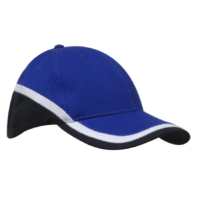 Bulk Custom Brushed Heavy Cotton Tri Coloured Cap Royal White Navy Online In Perth Australia