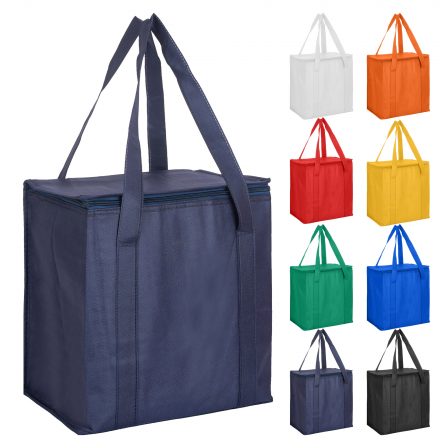 Bulk Custom Non Woven Navy Blue Cooler Bag With Zipped Lid Online In Perth Australia