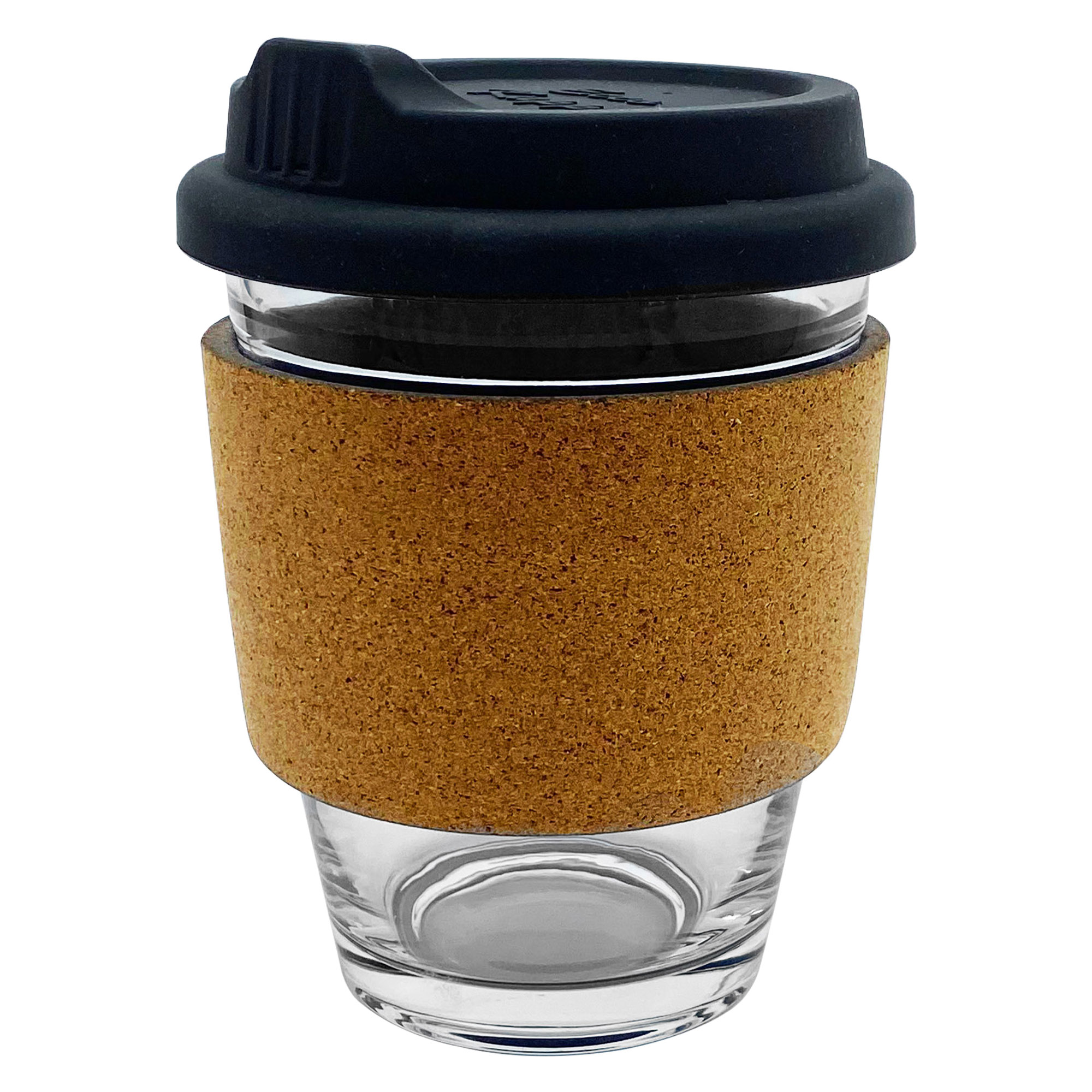 Bulk Custom Printed Black Carlo Glass Coffee Cup Cork Band Online In Perth Australia