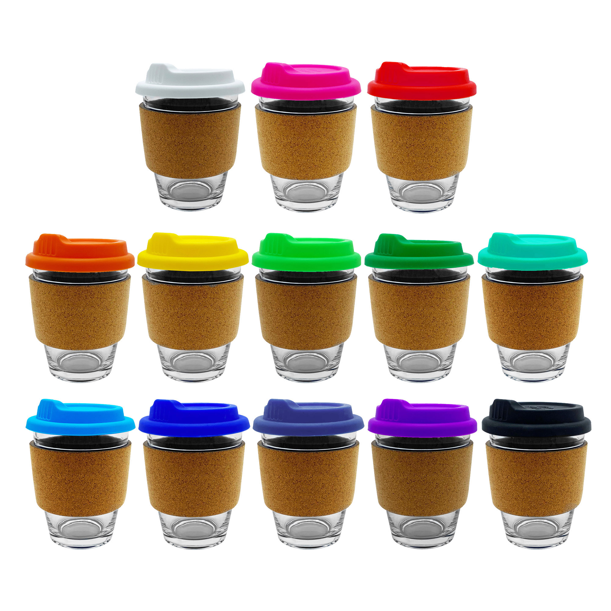 Bulk Custom Printed Carlo Glass Coffee Cup Cork Band Online In Perth Australia