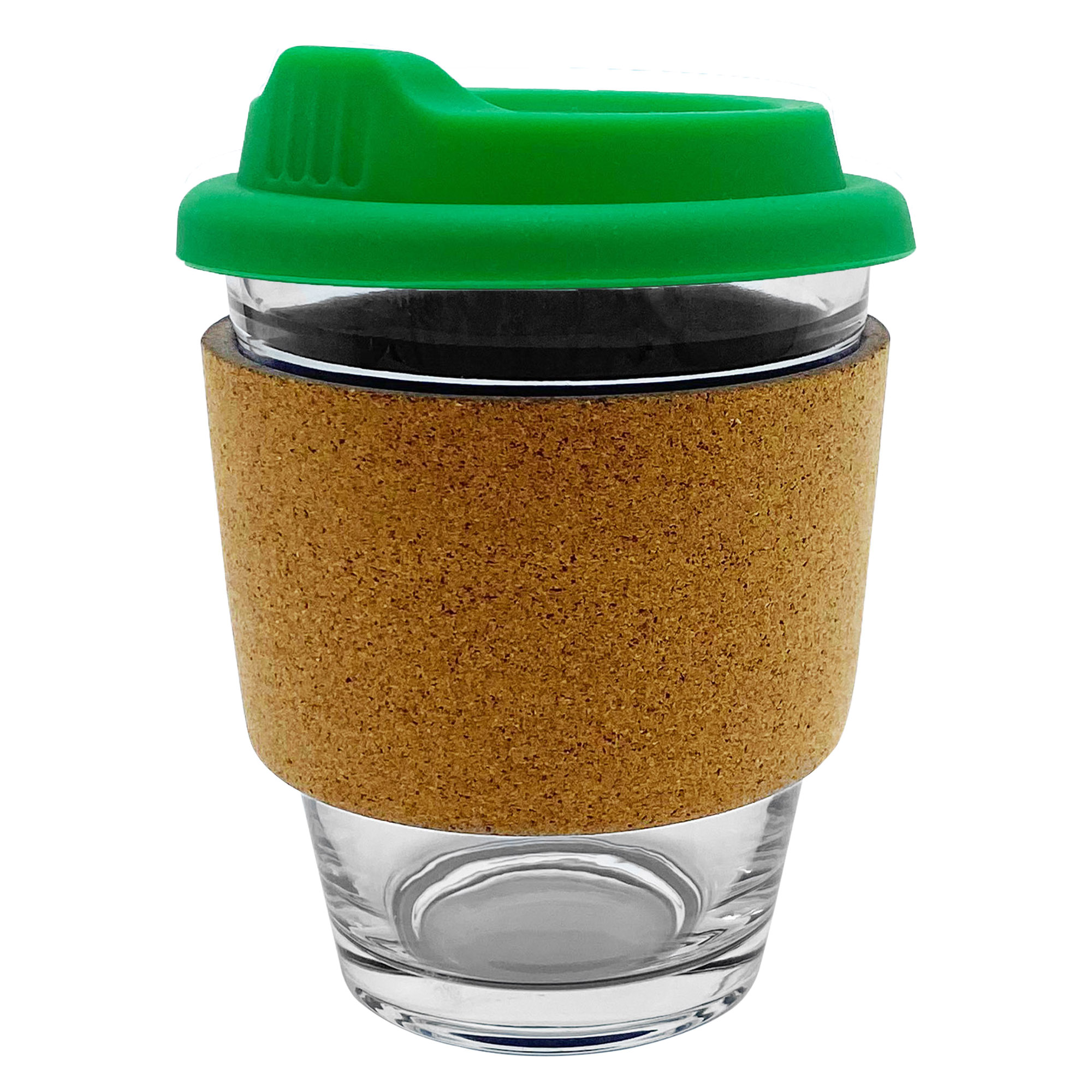 Bulk Custom Printed Dark Green Carlo Glass Coffee Cup Cork Band Online In Perth Australia