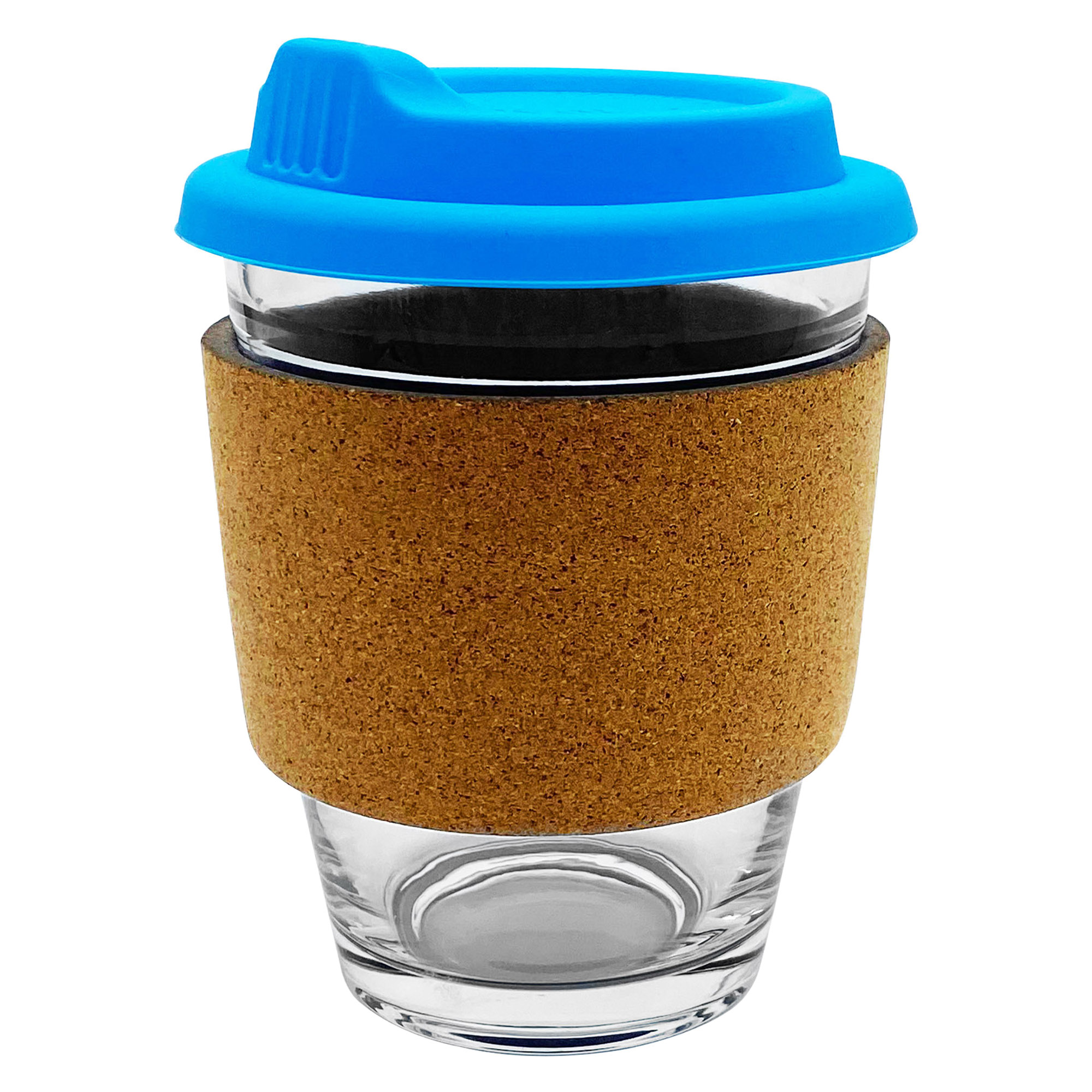 Bulk Custom Printed Light Blue Carlo Glass Coffee Cup Cork Band Online In Perth Australia