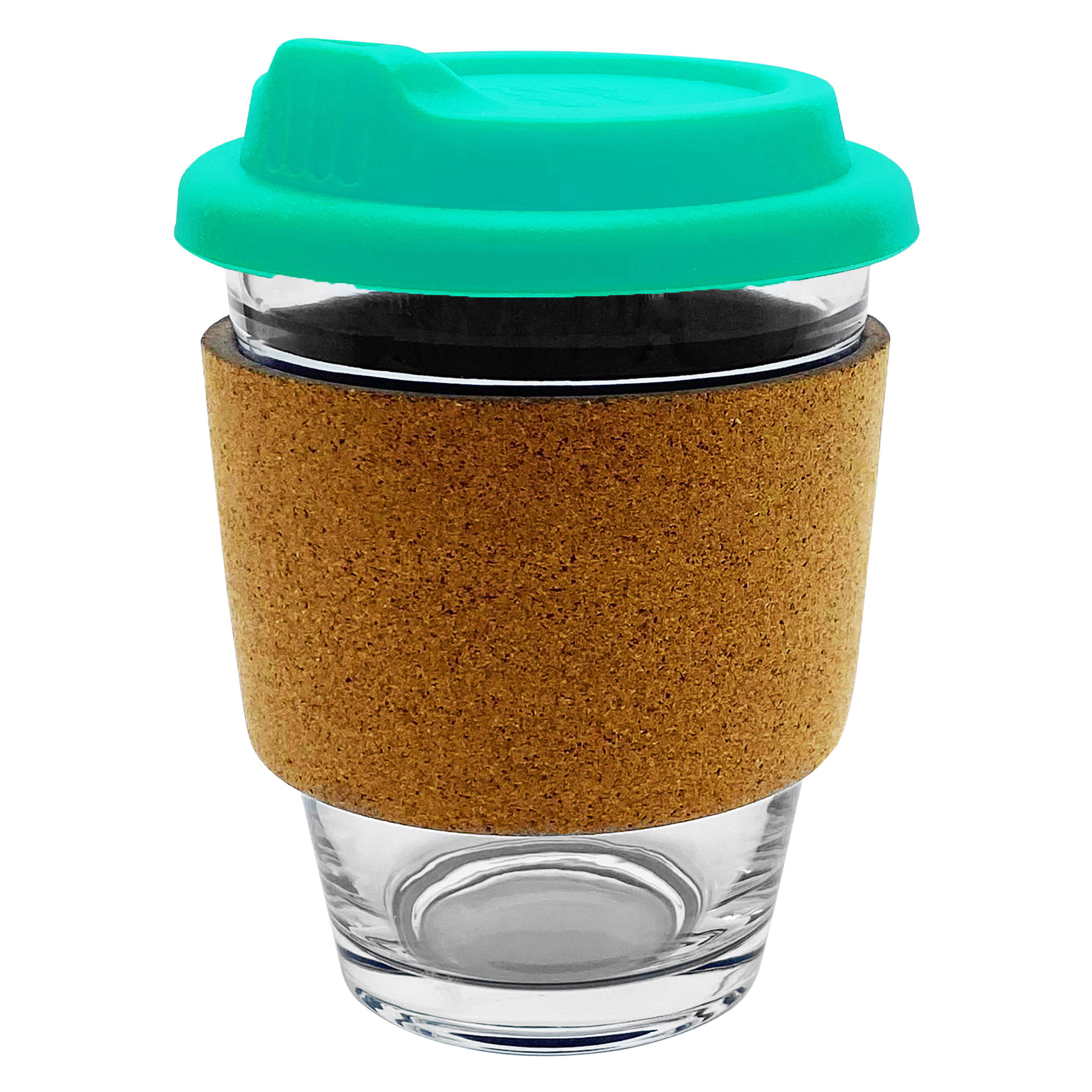 Bulk Custom Printed Teal Carlo Glass Coffee Cup Cork Band Online In Perth Australia