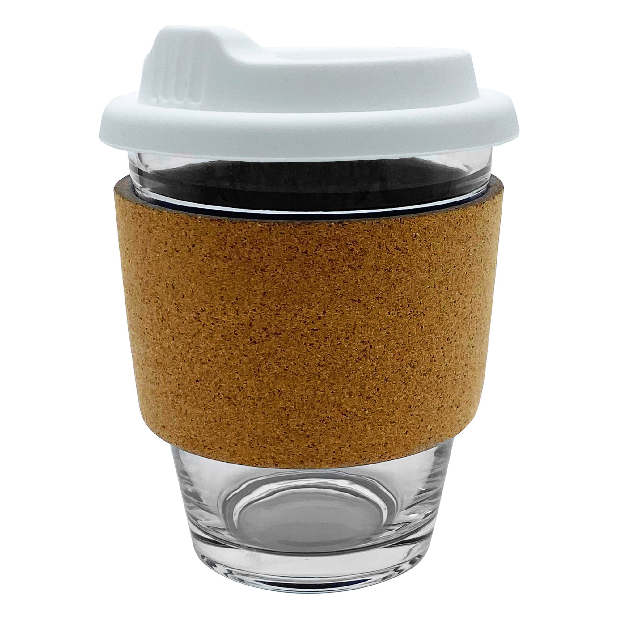 Bulk Custom Printed White Carlo Glass Coffee Cup Cork Band Online In Perth Australia