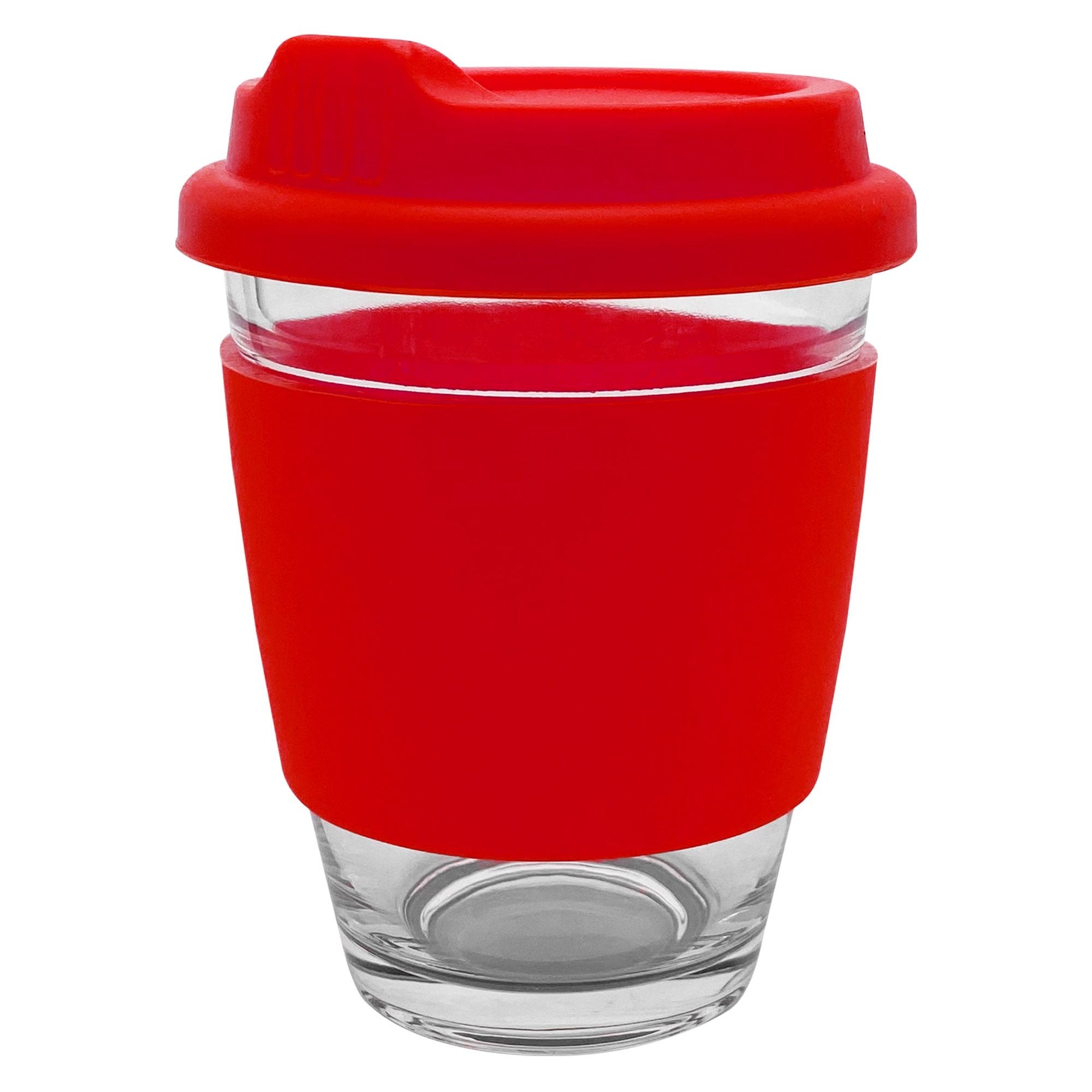Bulk Promotional Red Carlo Glass Coffee Cup Silicone Band Online In Perth Australia