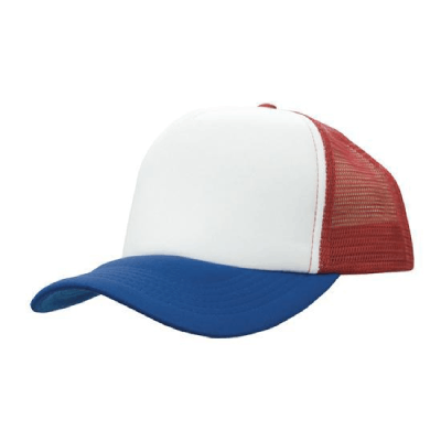 Bulk Promotional Truckers Mesh Cap White Red Royal Online In Perth Australia