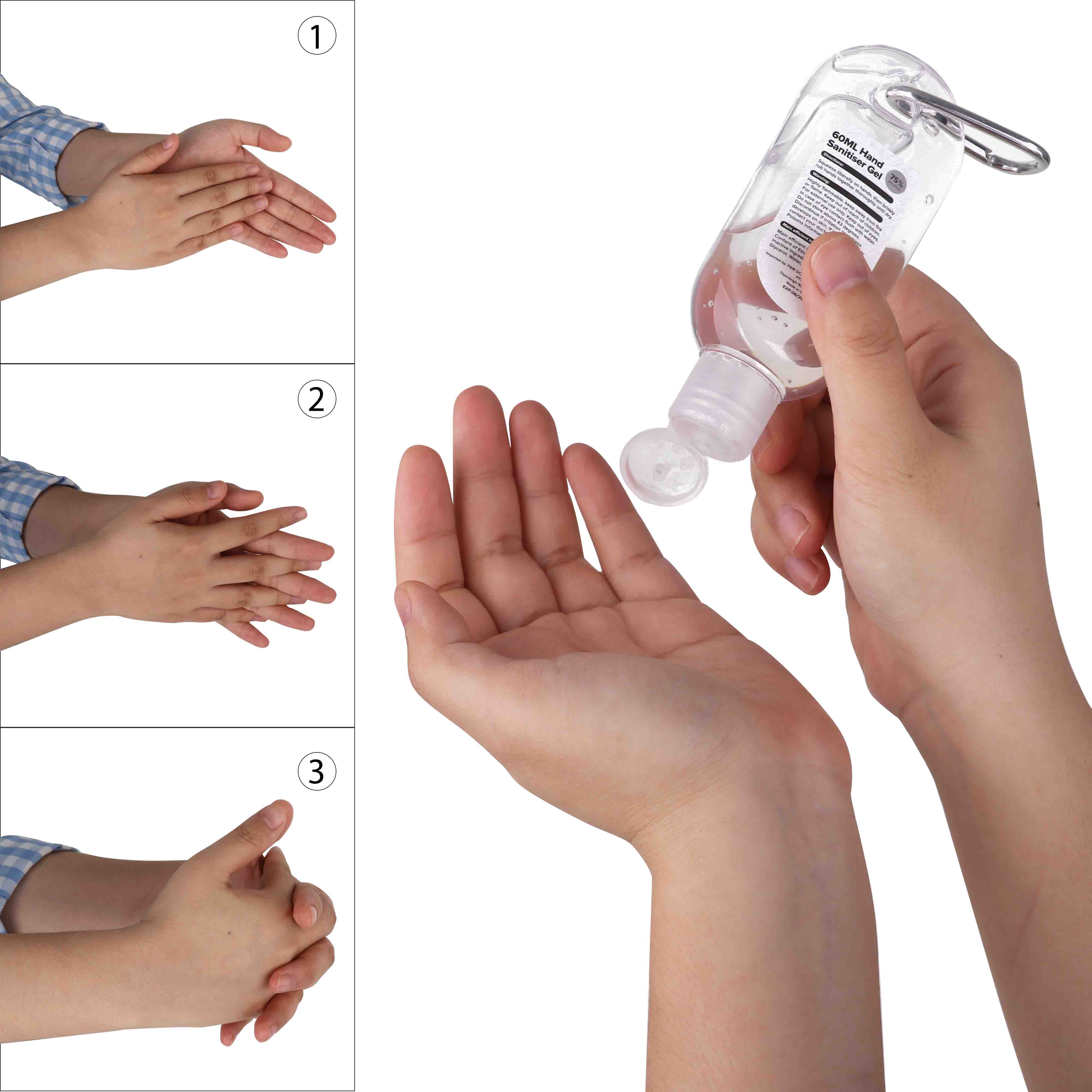Custom Printed 60ml Hand Sanitiser Gel With Carabiner Online