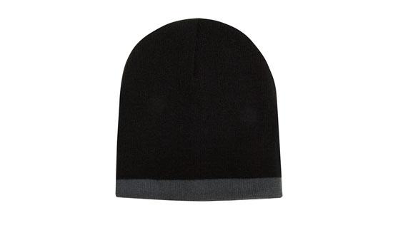 Promotional Corparate Custom Printed Bags Headwears BEANIES Roll Down Two Tone Acrylic Beanie Perth Australia