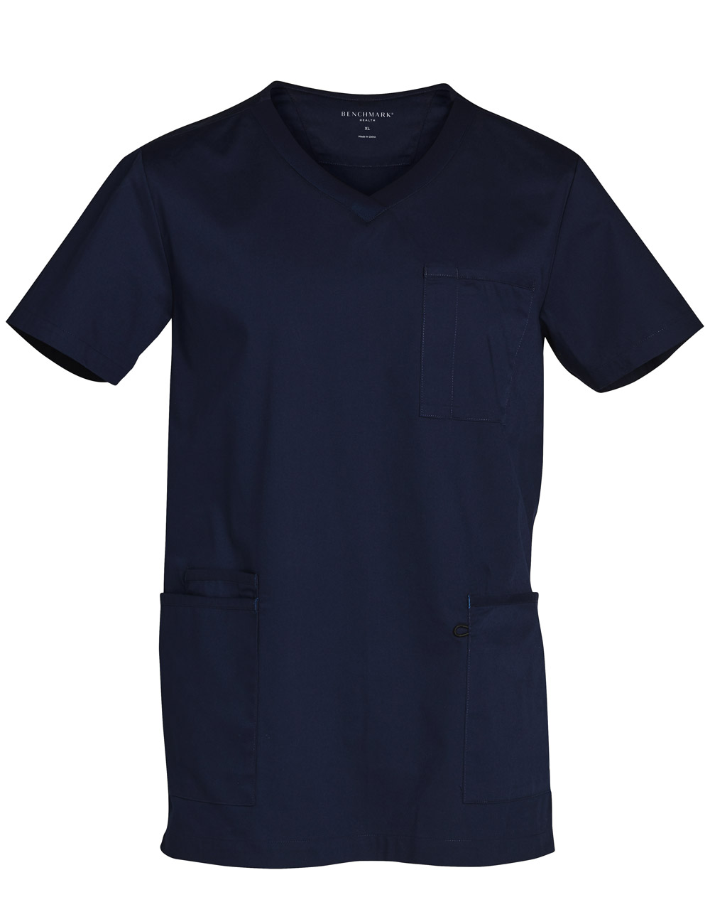 Buy Navy Mens v-Neck Contrast Trim Scrub Tops Online in Perth