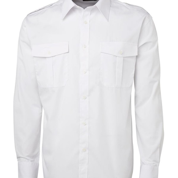 Personalised White Epaulette Shirt L/S in Australia