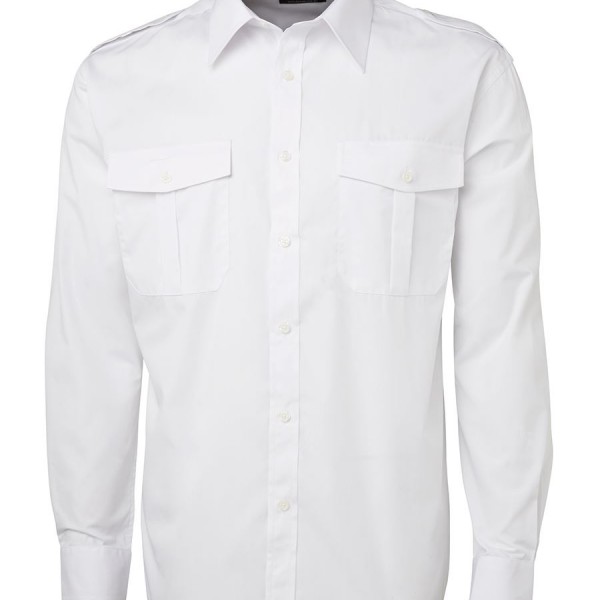 Personalised White Epaulette Shirt L/S in Australia