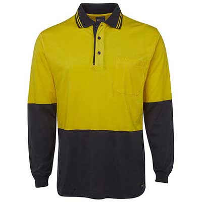 Promotional Corparate Custom Printed Apparels HI VIS Tradewear POLOS Adults HI VIS L/S COTTON POLO - 6CPHL Perth Australia