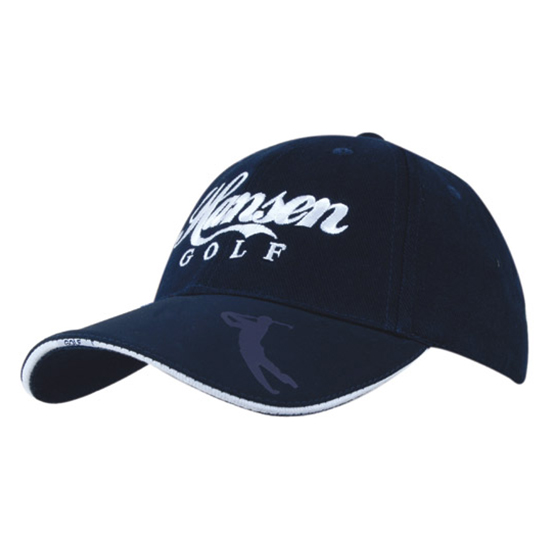 Bags Headwears Golf Caps Brushed Heavy Cotton with Embossed Pu Golf Peak - 4022 Perth Australia