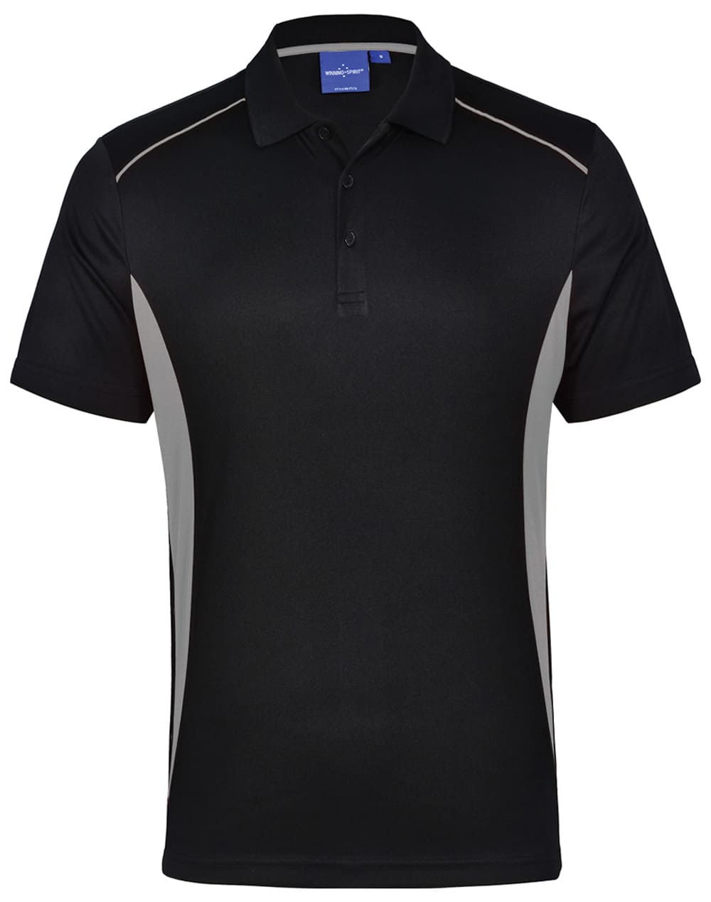 Custom (Charcoal Aqua Blue) Pursuit Contrast Polo Shirt Mens Short Sleeve Online Perth Australia