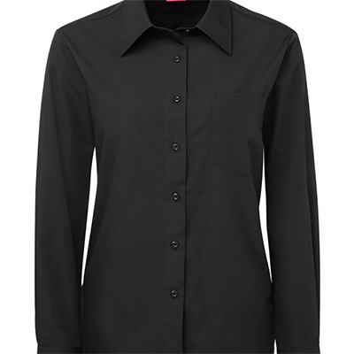 Custom Black Ladies L/S Poplin Shirts in Perth