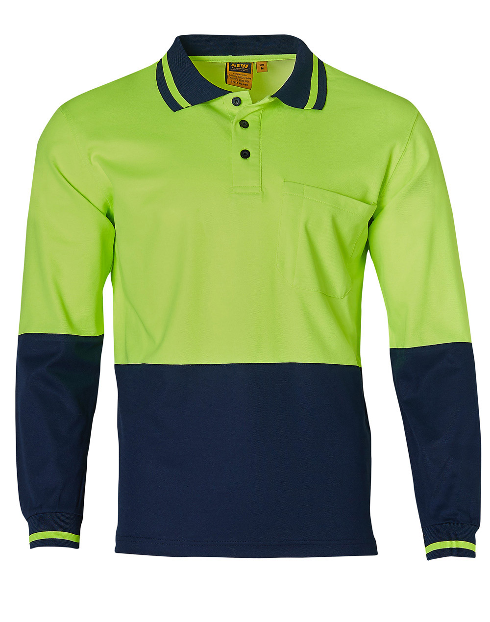 Custom Made (Fluoro Orange Navy) Safety Mens Long Sleeve Polo Shirts Online Perth Australia