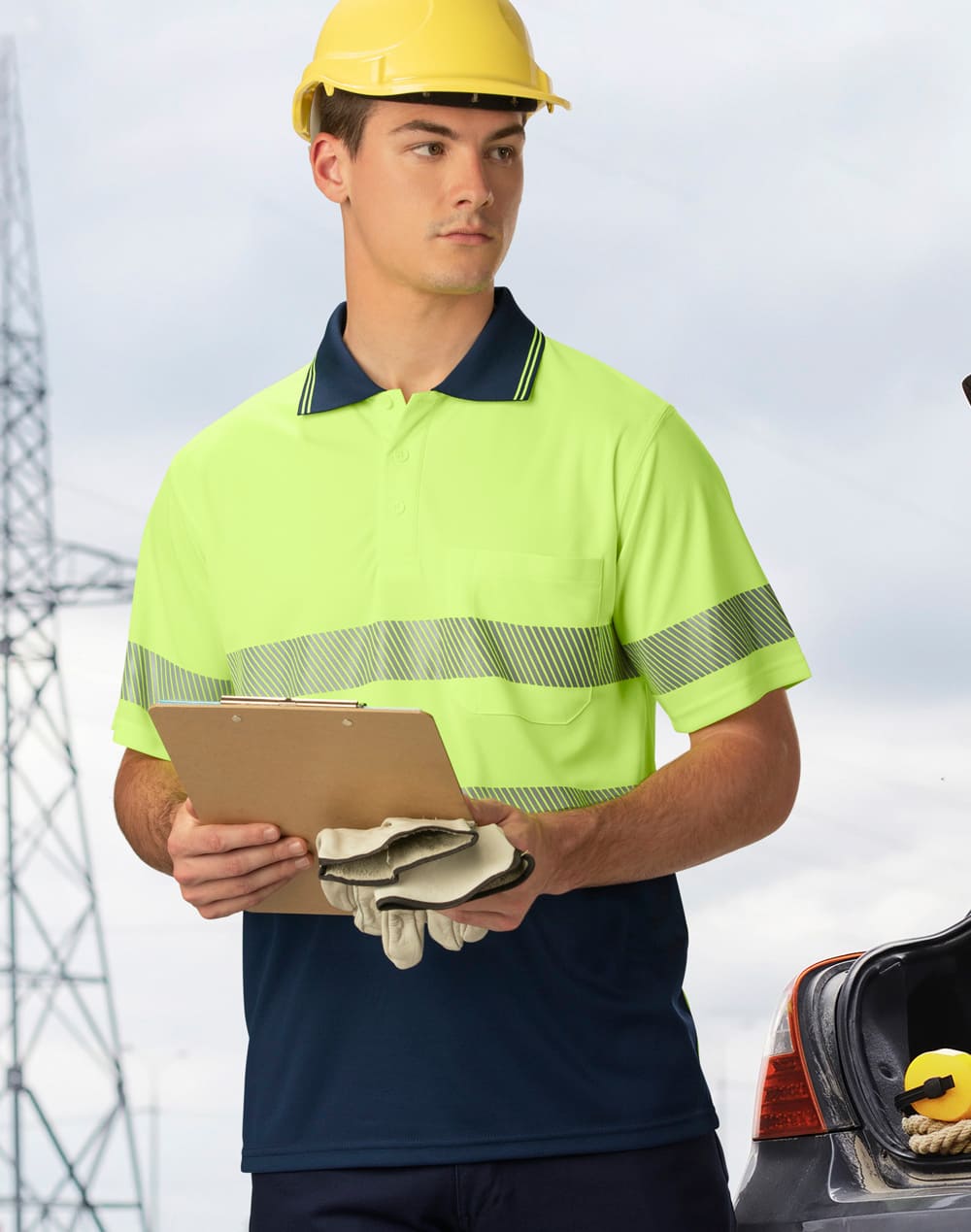 Custom Hi-Vis Polos (Orange)backside Unisex CoolDry Online in Perth Australia