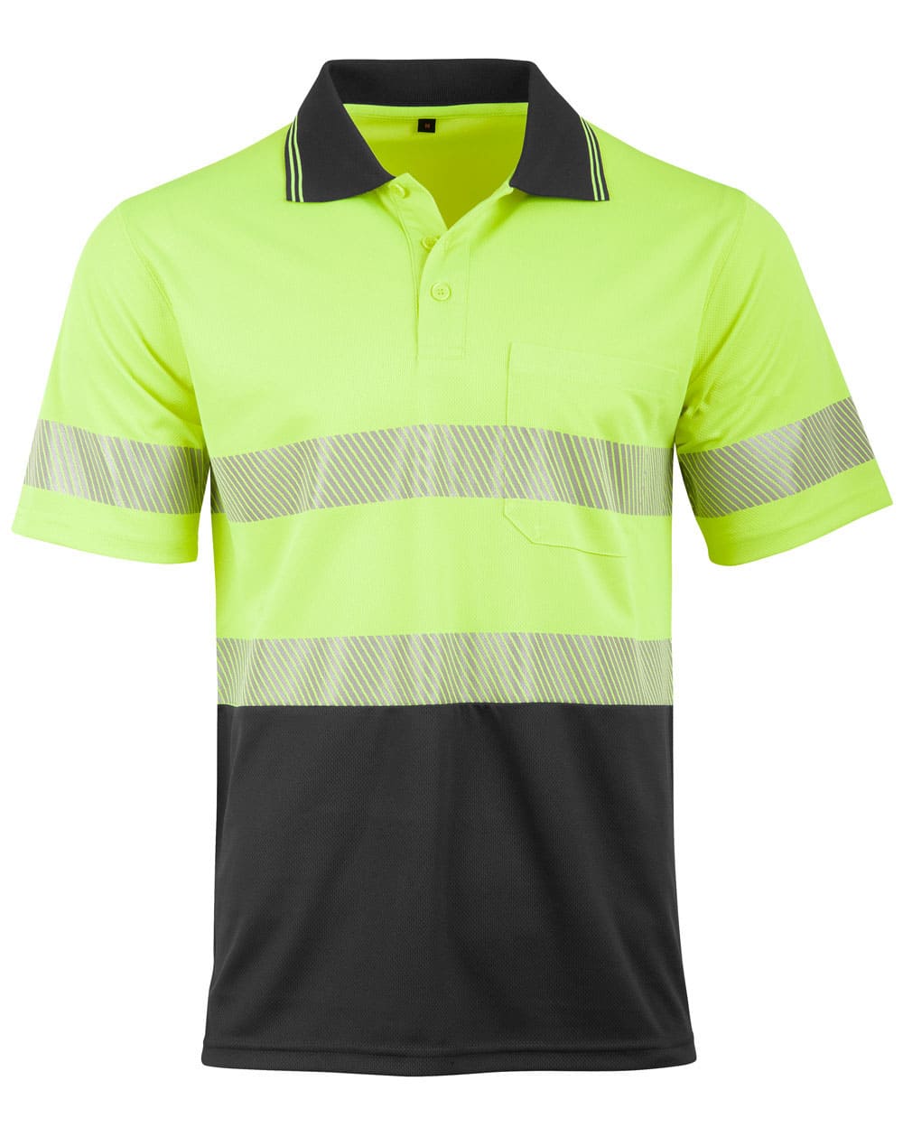 Custom Hi-Vis Polos (Yellow Charcoal) Unisex CoolDry Polyester Online in Perth Australia