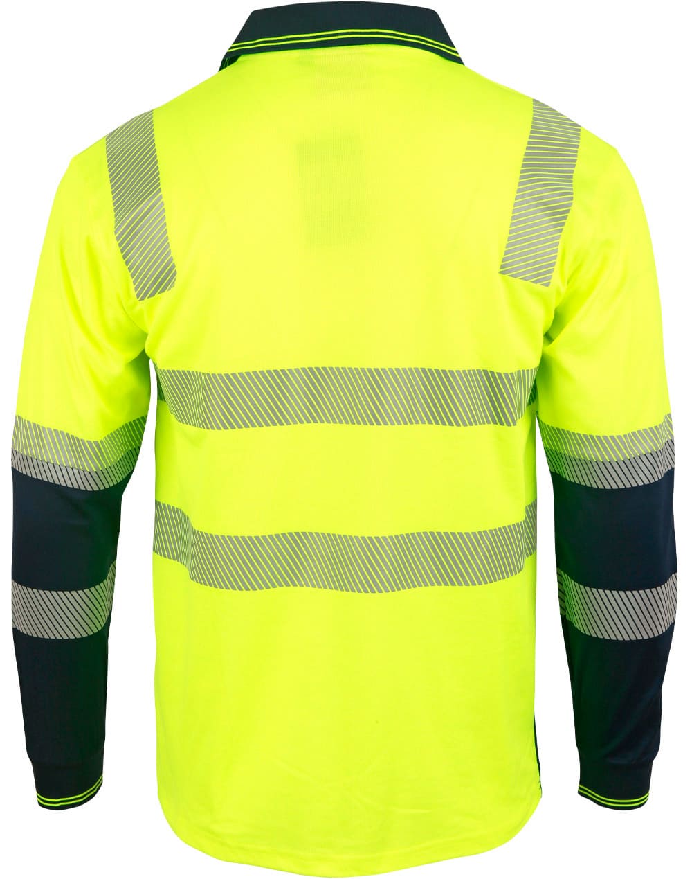 Custom Long Sleeve Hi-Vis Polos (Yellow Navy) Unisex TrueDry Cotton Online Perth Australia