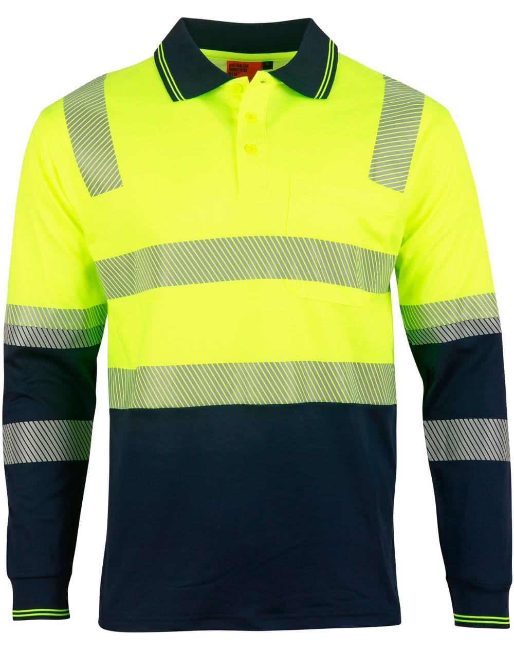 Custom Long Sleeve Hi-Vis Polos (Yellow Navy) Unisex TrueDry Online Perth Australia