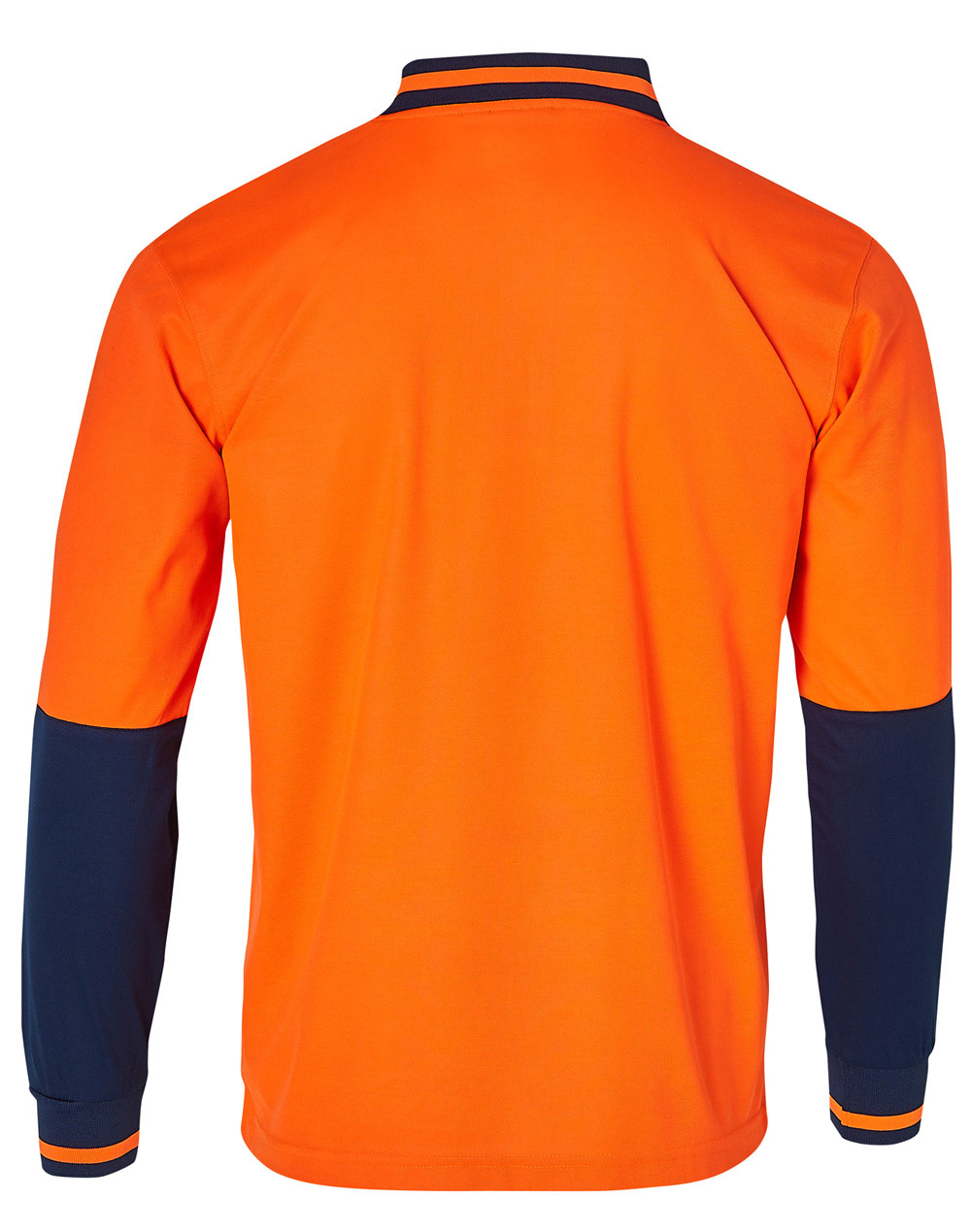 Custom (Fluoro Yellow Navy) Safety Mens Long Sleeve Polo Shirts Online Perth Australia