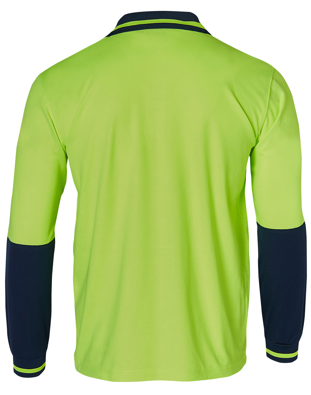 Custom Made (Fluoro Yellow Navy) Safety Mens Long Sleeve Polo Shirts Online Perth Australia
