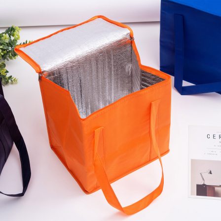 Custom (Orange) Non-Woven Cooler Bag with Zipped Lid Online Perth Australia