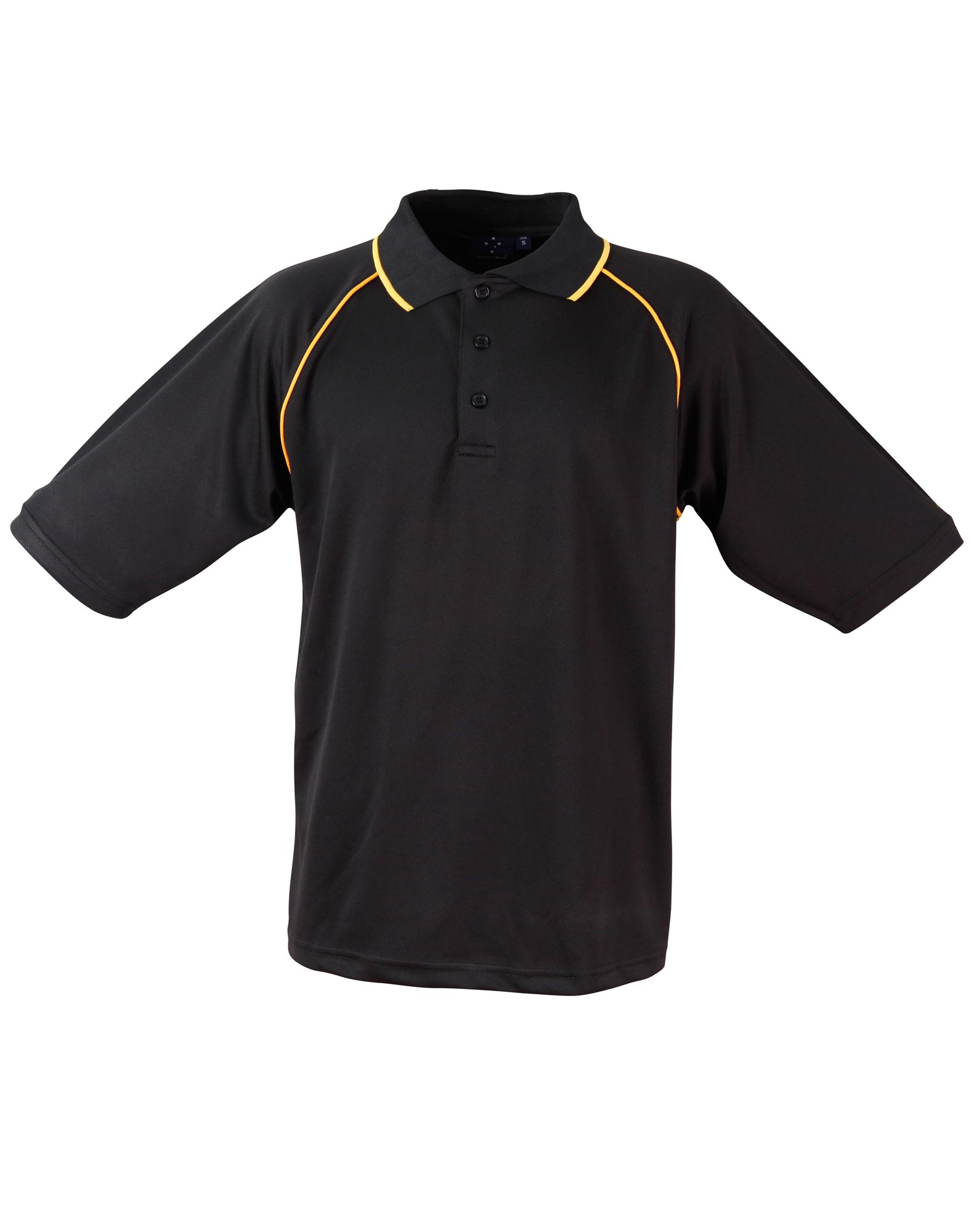 Custom Men's (Black, Gold) Champion Raglan Polo Shirts back side Online Perth Australia