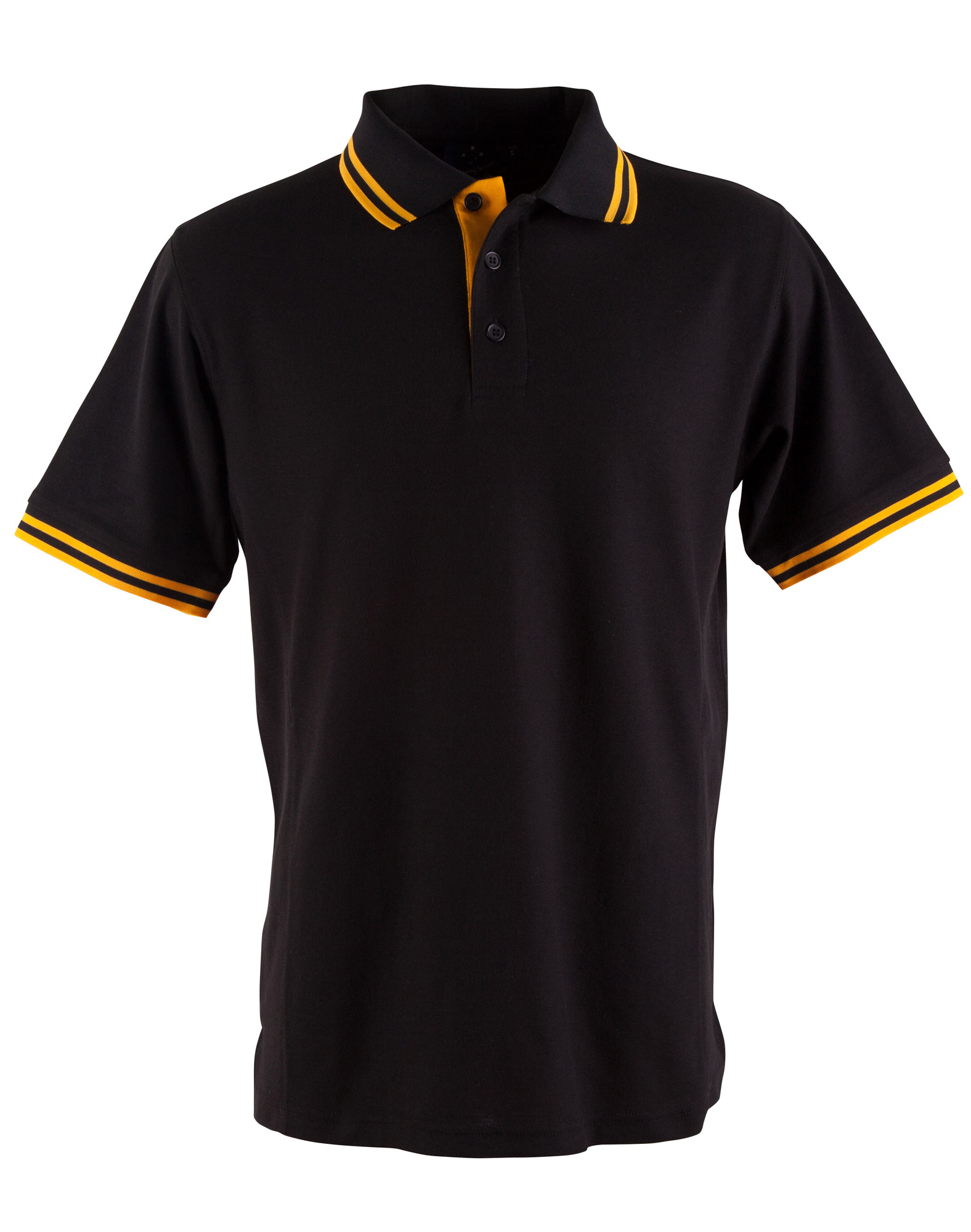 Custom Mens Black Gold Grace Pique Polo Shirt backside Online Perth Australia
