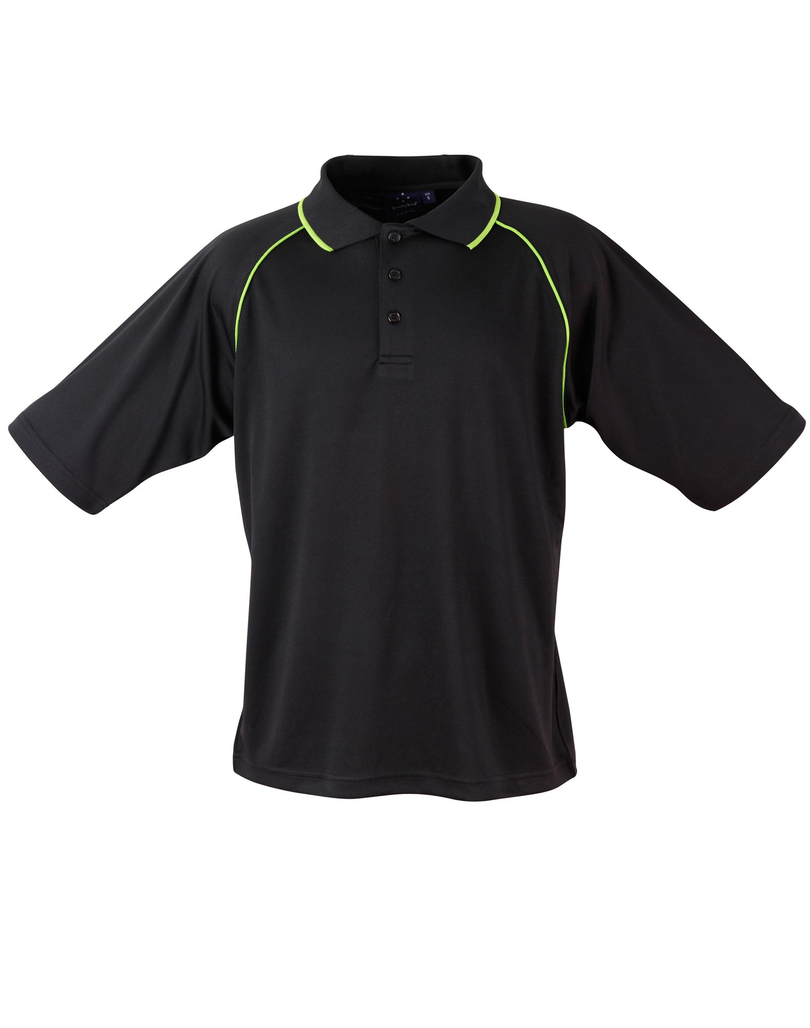 Custom Men's (Black, Lime) Champion Raglan Polo Shirts back side Online Perth Australia