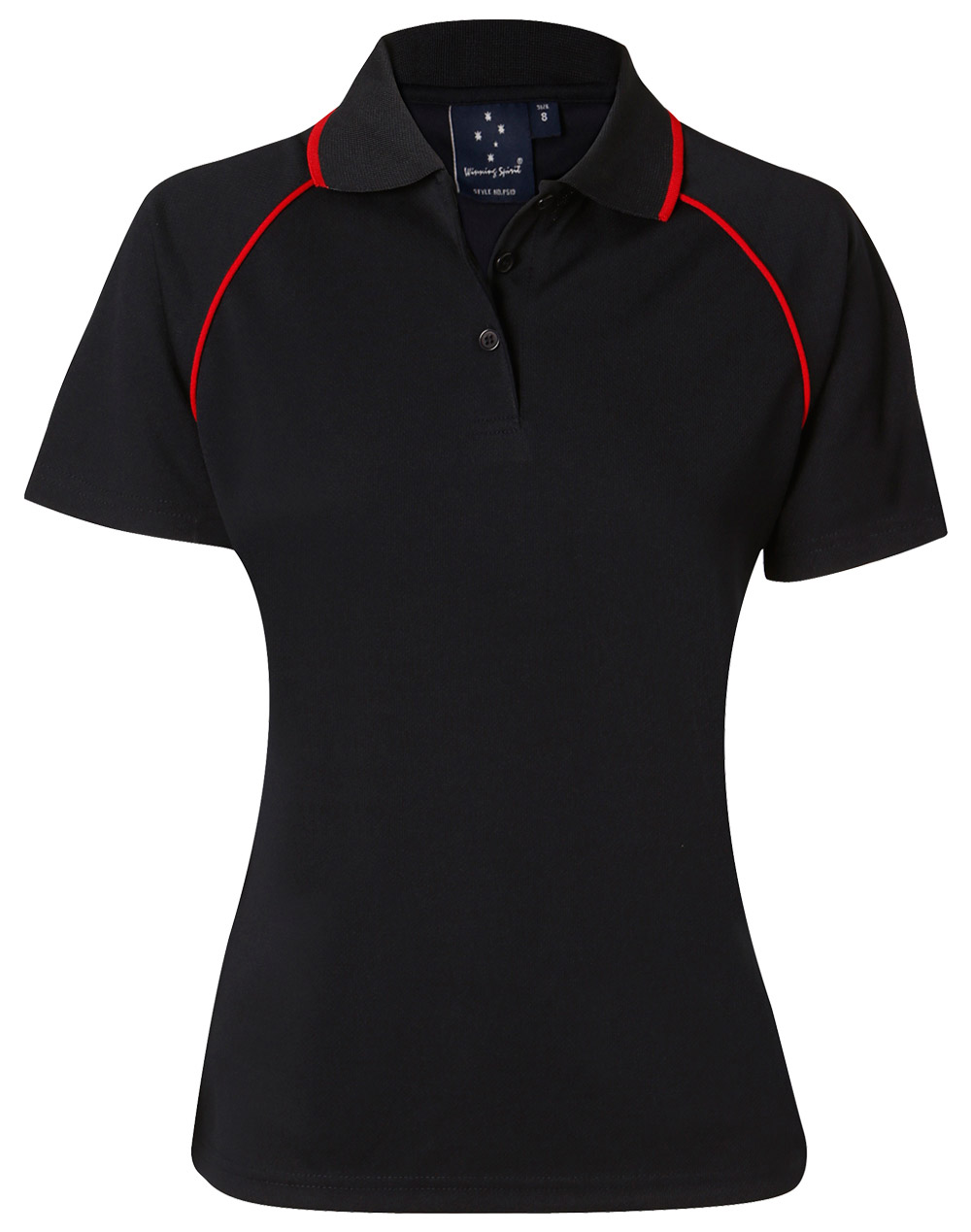 Custom Men's (Black, Red) Champion Raglan Polo Shirts back side Online Perth Australia