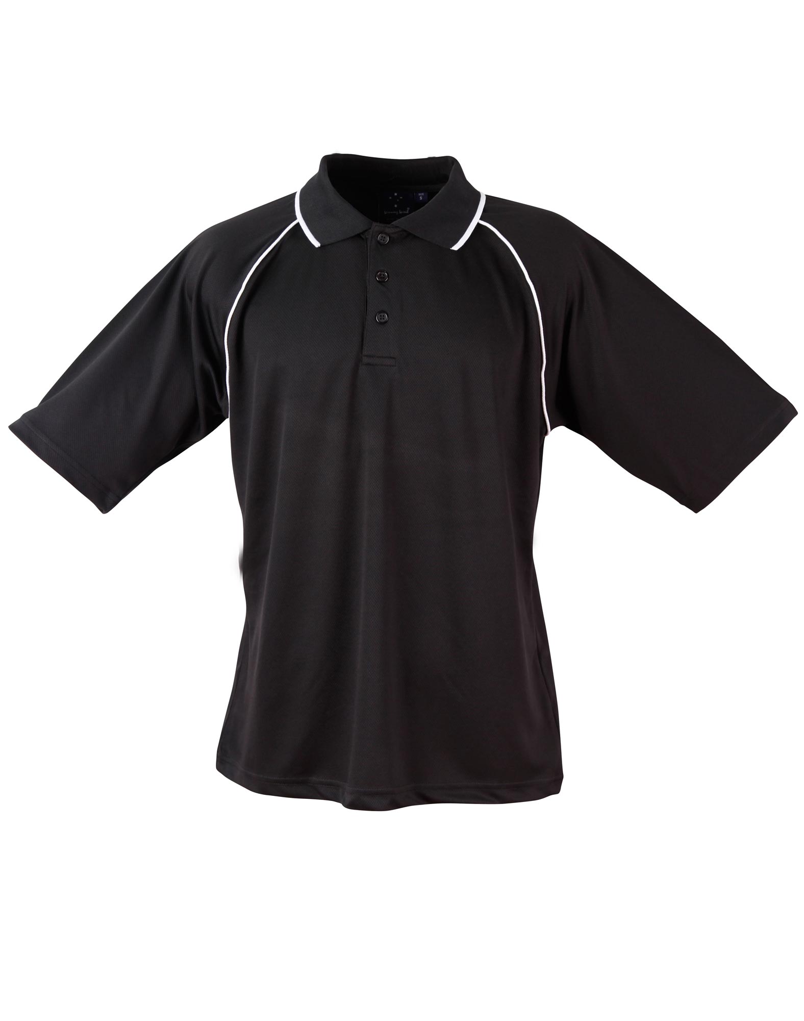 Custom Men's (Black, White) Champion Raglan Polo Shirts back side Online Perth Australia
