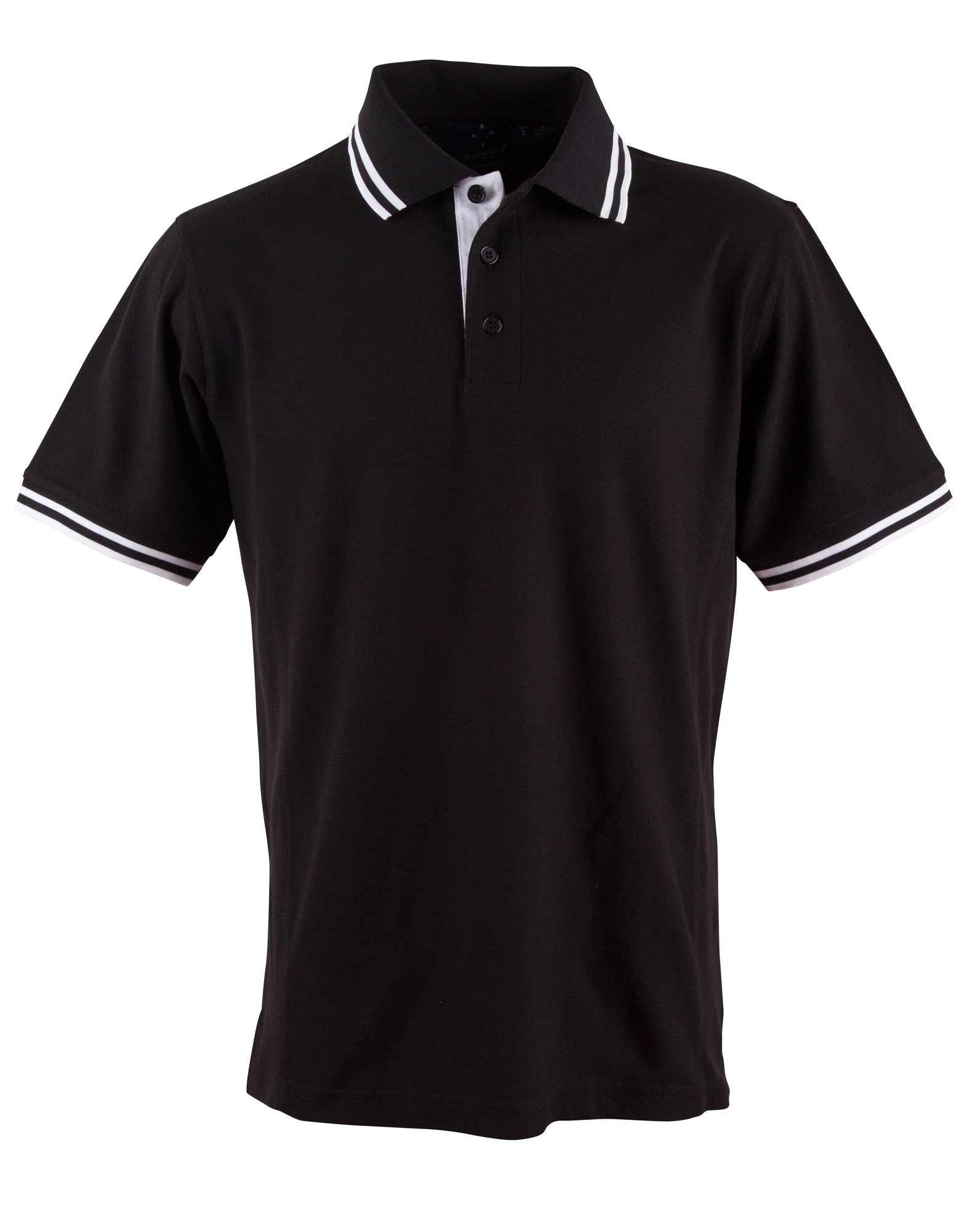 Custom Mens Black White Grace Pique Polo Shirt backside Online Perth Australia