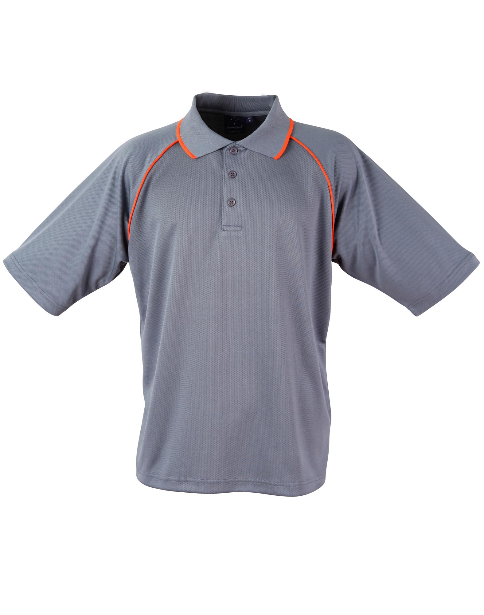 Custom Men's (Charocal, Orange) Champion Raglan Polo Shirts back side Online Perth Australia