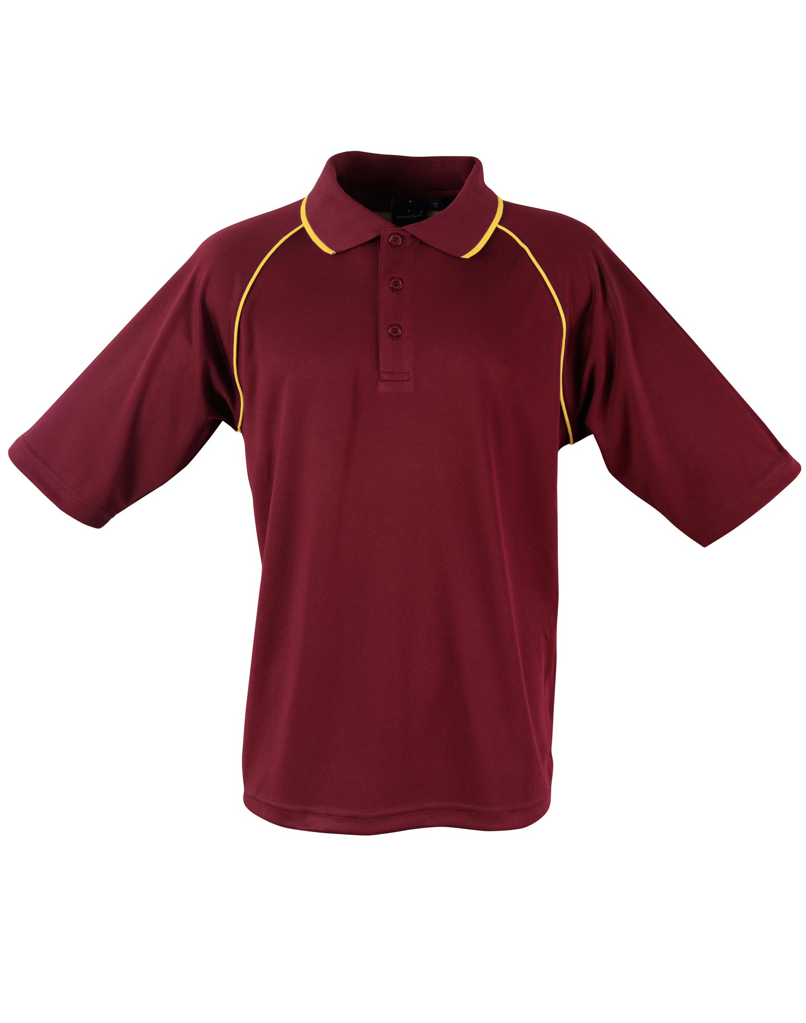 Custom Men's (Maroon, Gold) Champion Raglan Polo Shirts back side Online Perth Australia