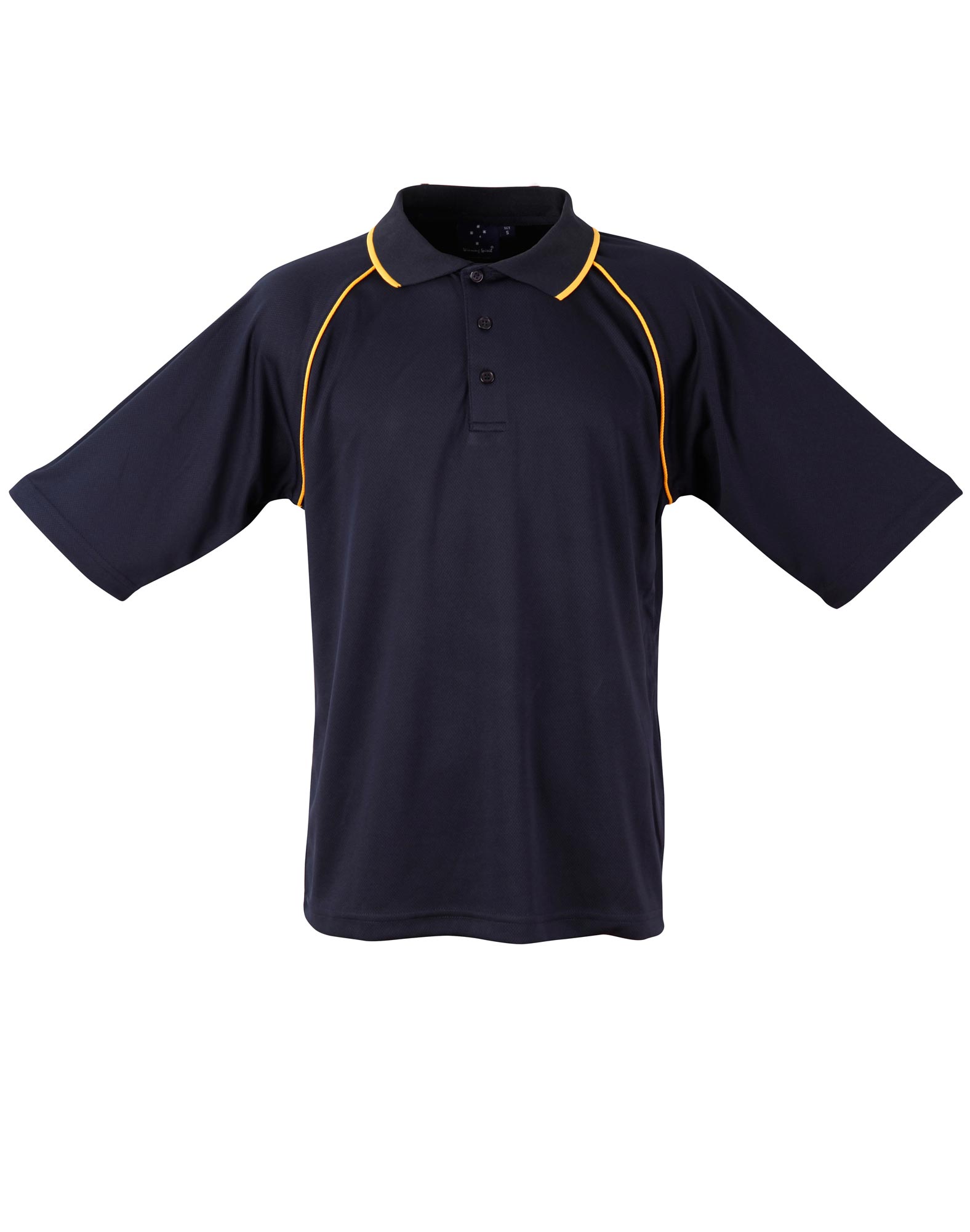 Custom Men's (Navy, Gold) Champion Raglan Polo Shirts back side Online Perth Australia